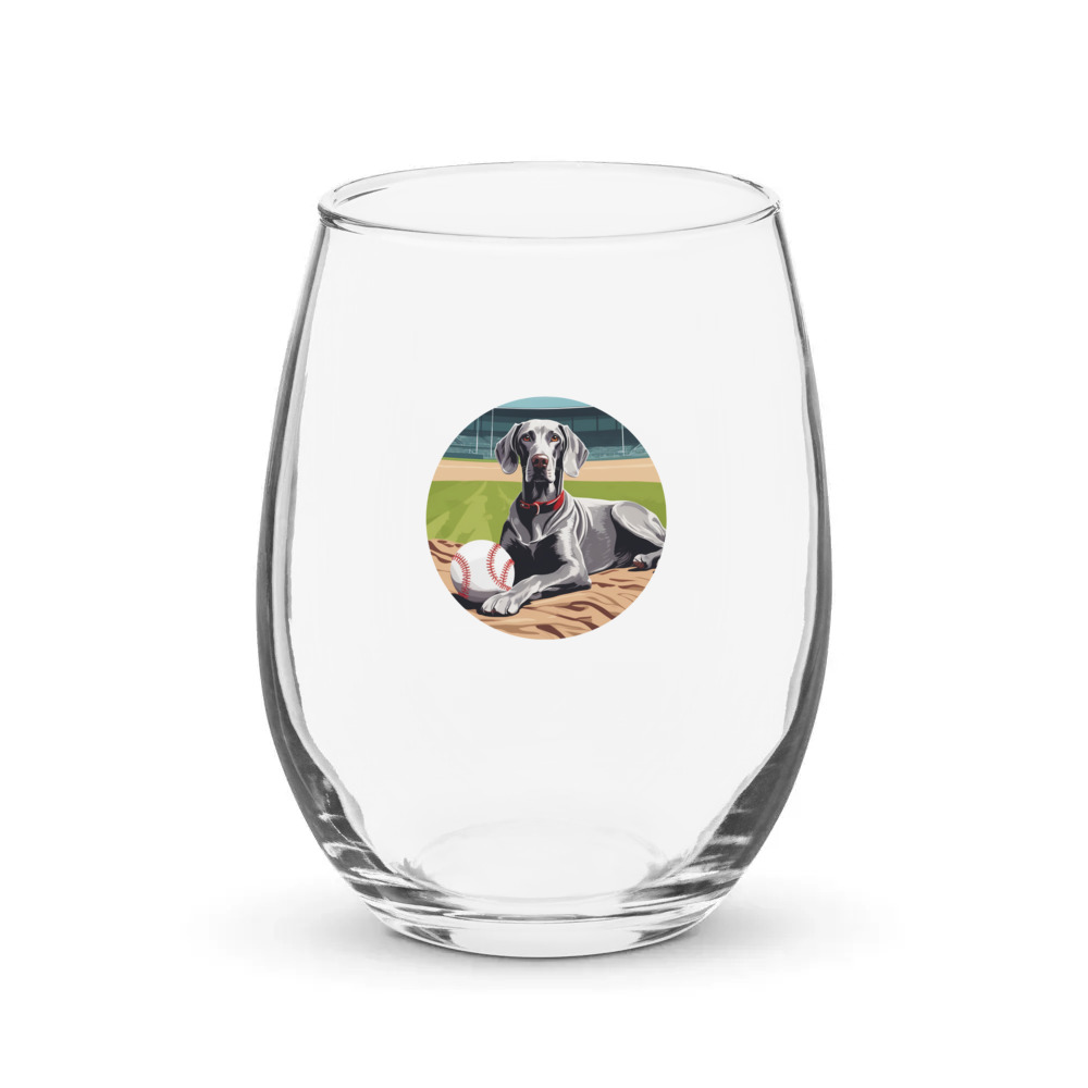 PugMug Custom Weimaraner Stemless Wine Glass
