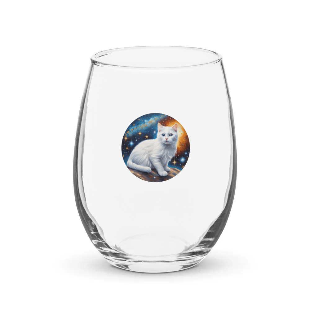PugMug Custom White Companion Cat Stemless Wine Glass