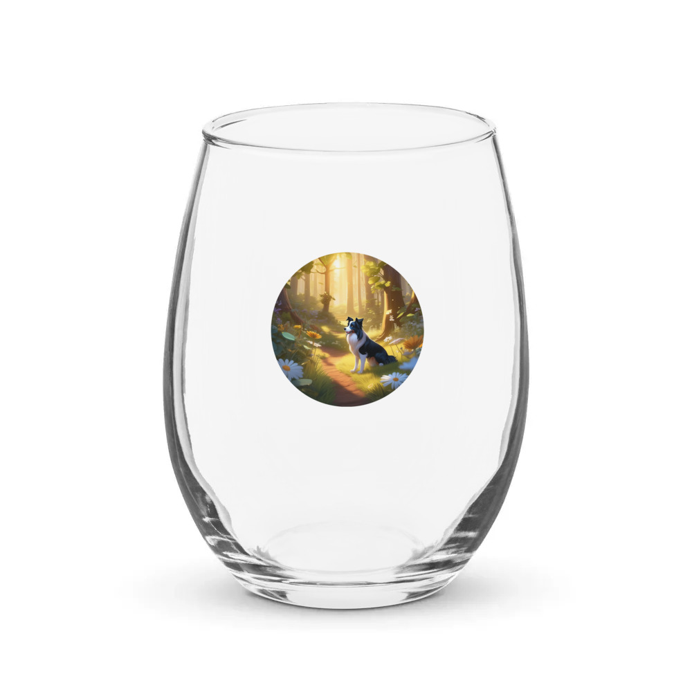 PugMug Custom Border Collie Stemless Wine Glass