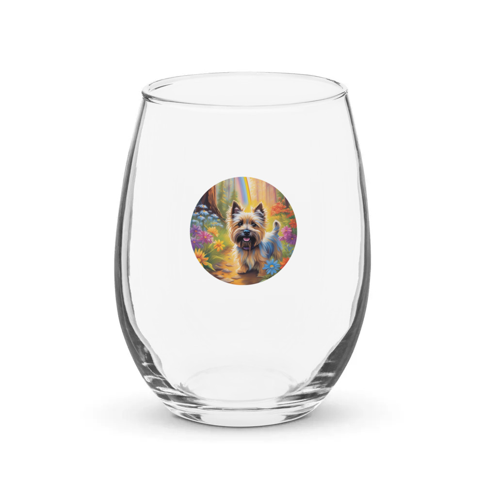 PugMug Custom Cairn Terrier Stemless Wine Glass