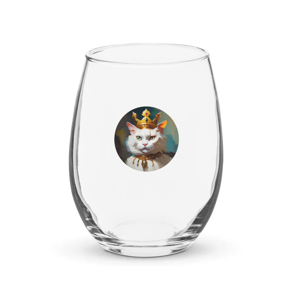 PugMug Custom White Exotic Cat Stemless Wine Glass
