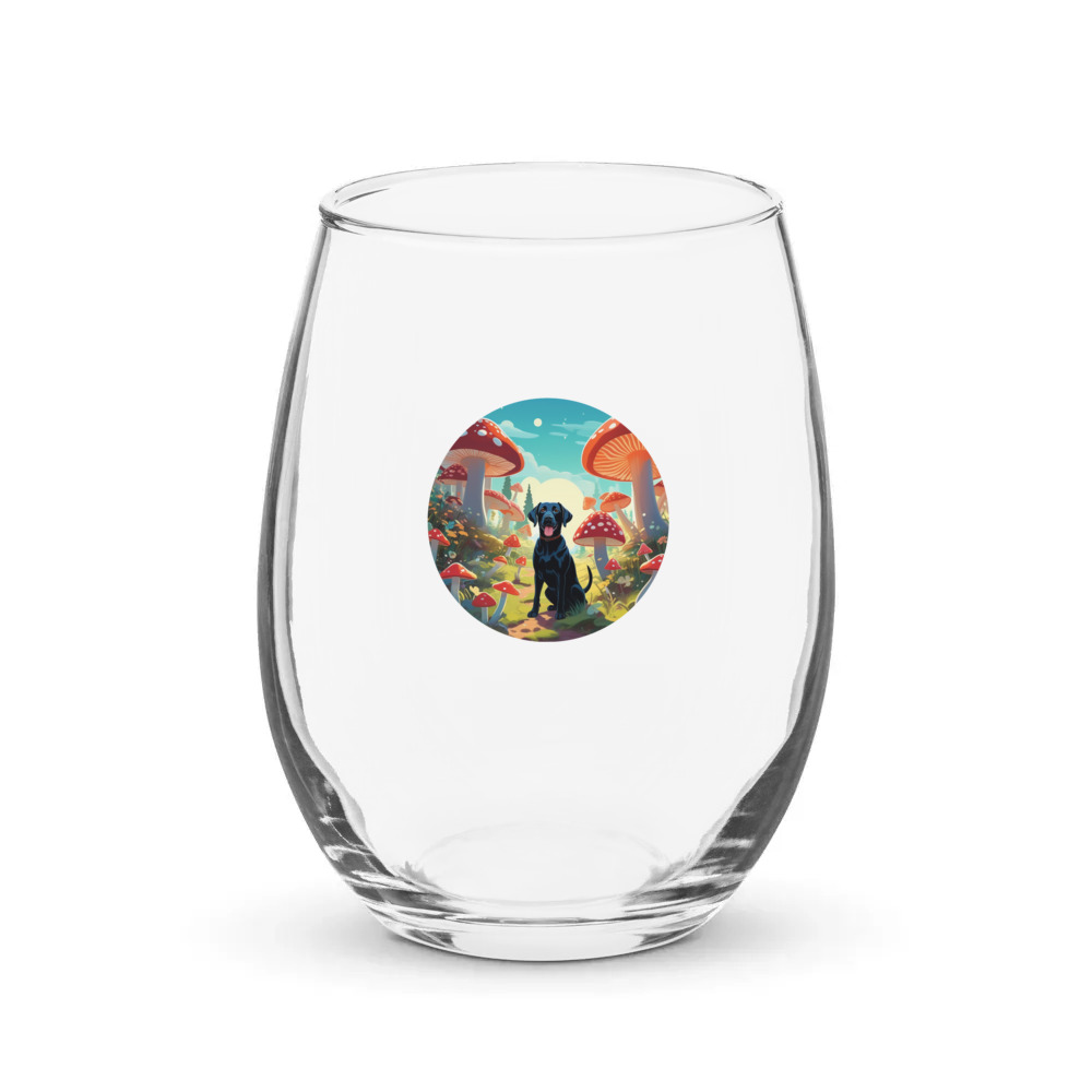 PugMug Custom Black Labrador Retriever Stemless Wine Glass