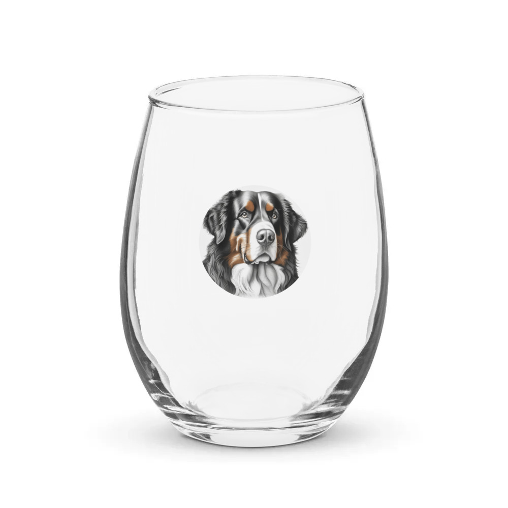 PugMug Custom Bernese Mountain Dog Stemless Wine Glass