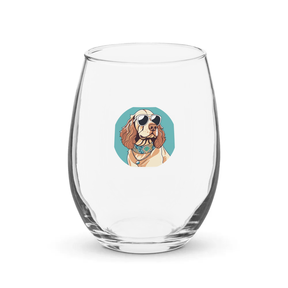 PugMug Custom Cocker Spaniel Stemless Wine Glass