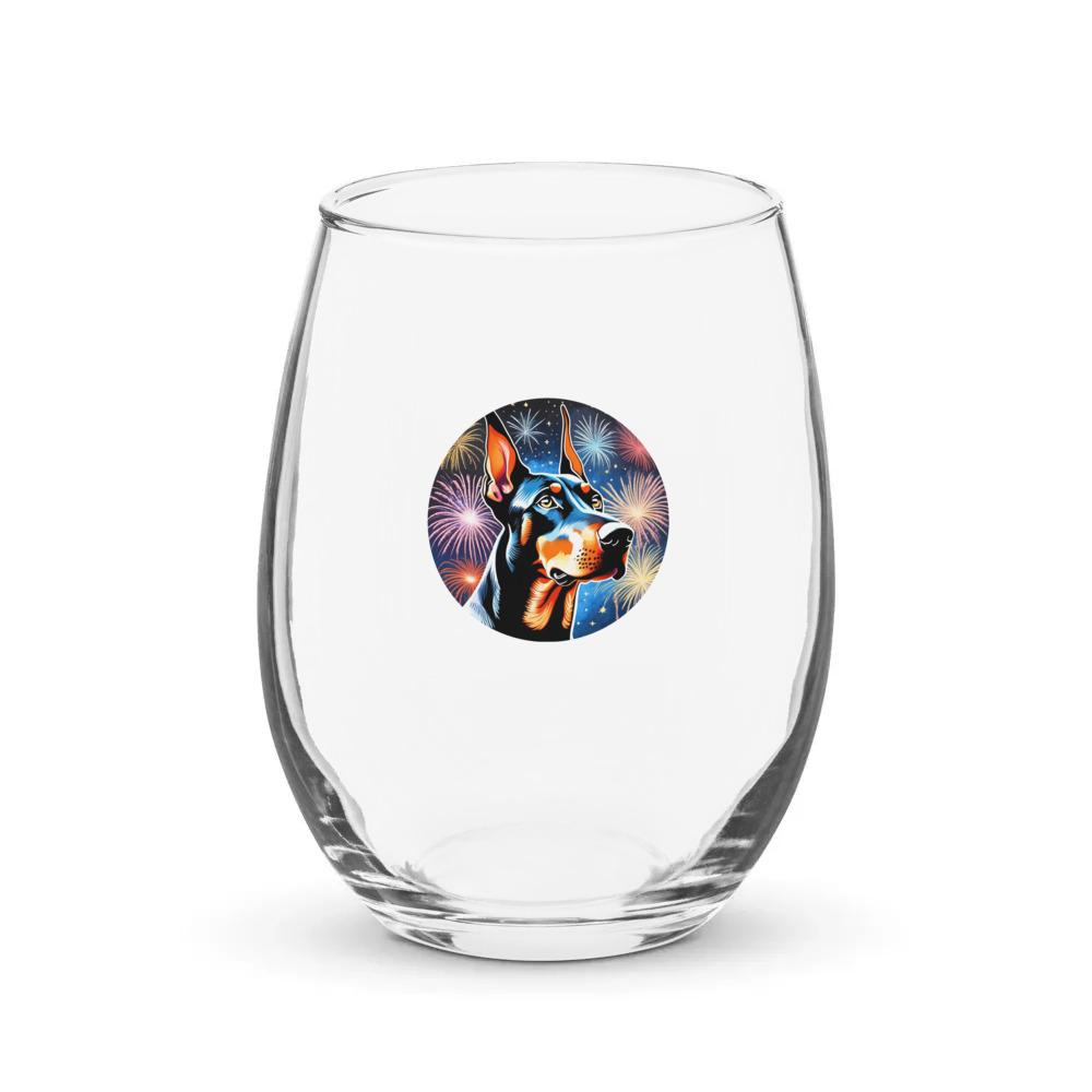 PugMug Custom Doberman Pinscher Stemless Wine Glass