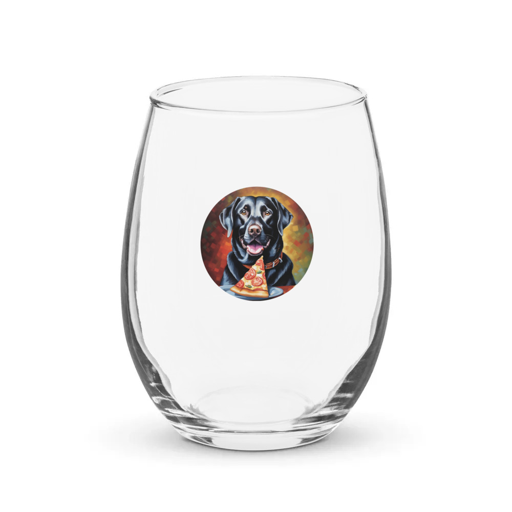 PugMug Custom Black Labrador Retriever Stemless Wine Glass