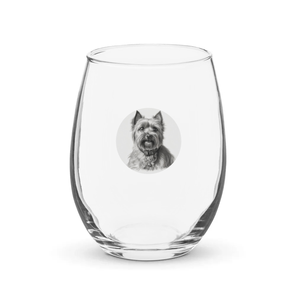 PugMug Custom Cairn Terrier Stemless Wine Glass