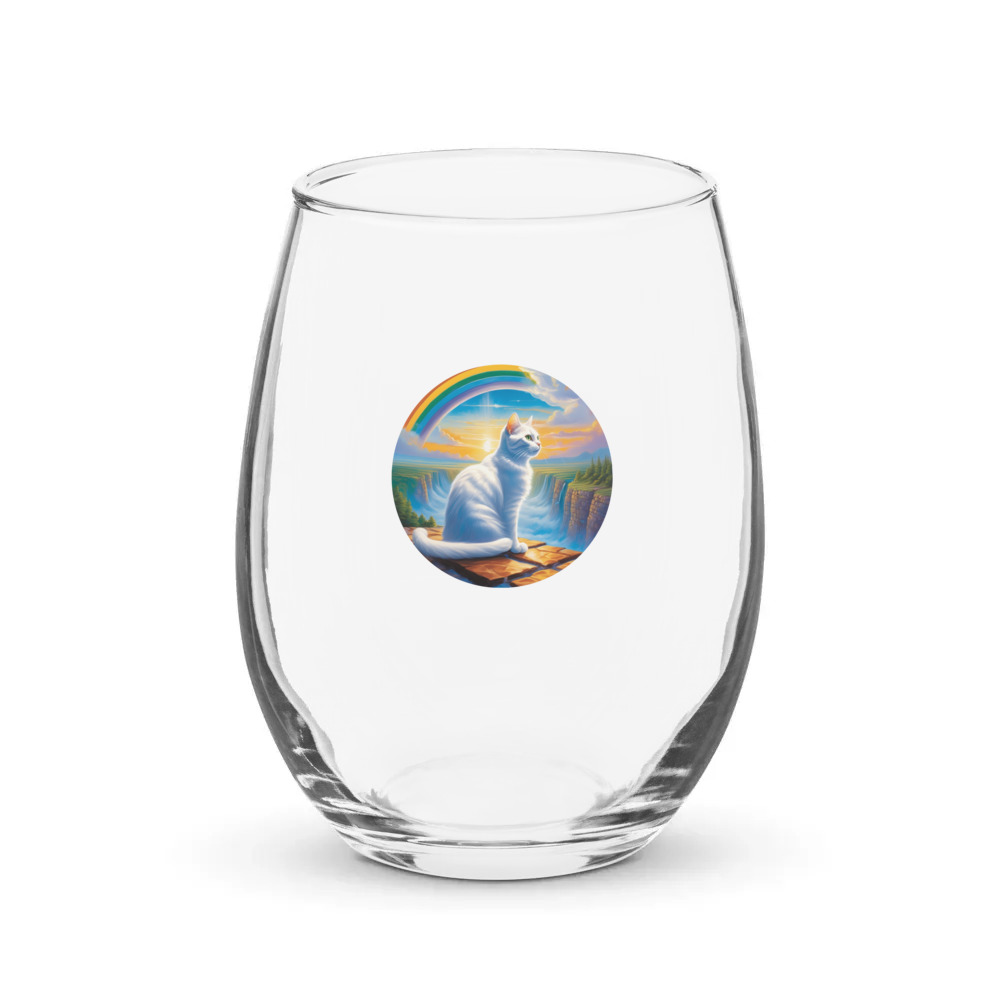 PugMug Custom White Companion Cat Stemless Wine Glass