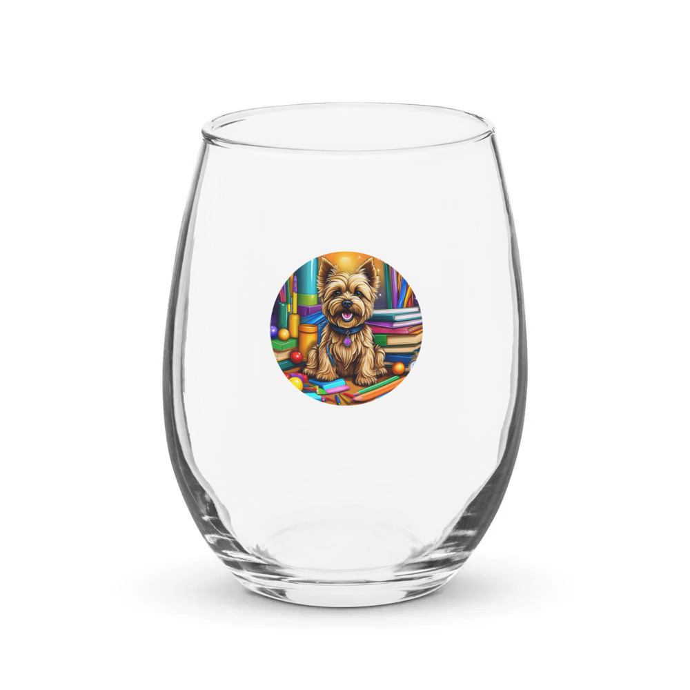 PugMug Custom Cairn Terrier Stemless Wine Glass