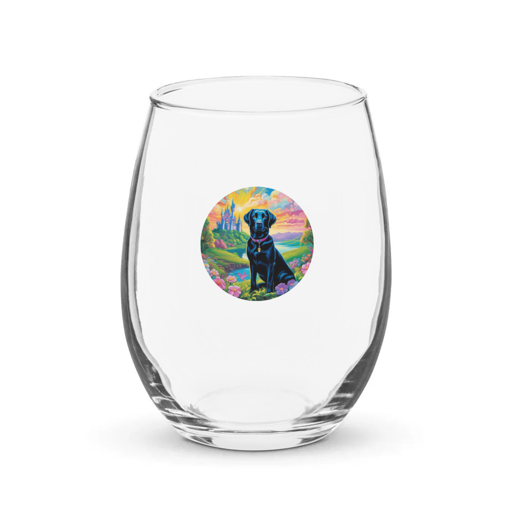 PugMug Custom Black Labrador Retriever Stemless Wine Glass