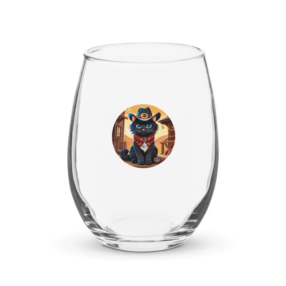 PugMug Custom Black Ragdoll Cat Stemless Wine Glass