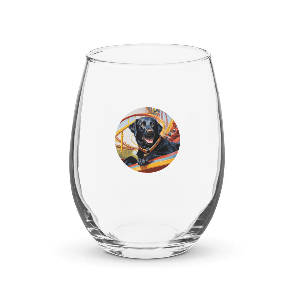 PugMug Custom Black Labrador Retriever Stemless Wine Glass