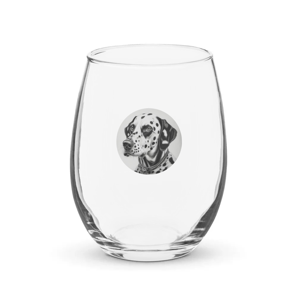 PugMug Custom Dalmatian Stemless Wine Glass