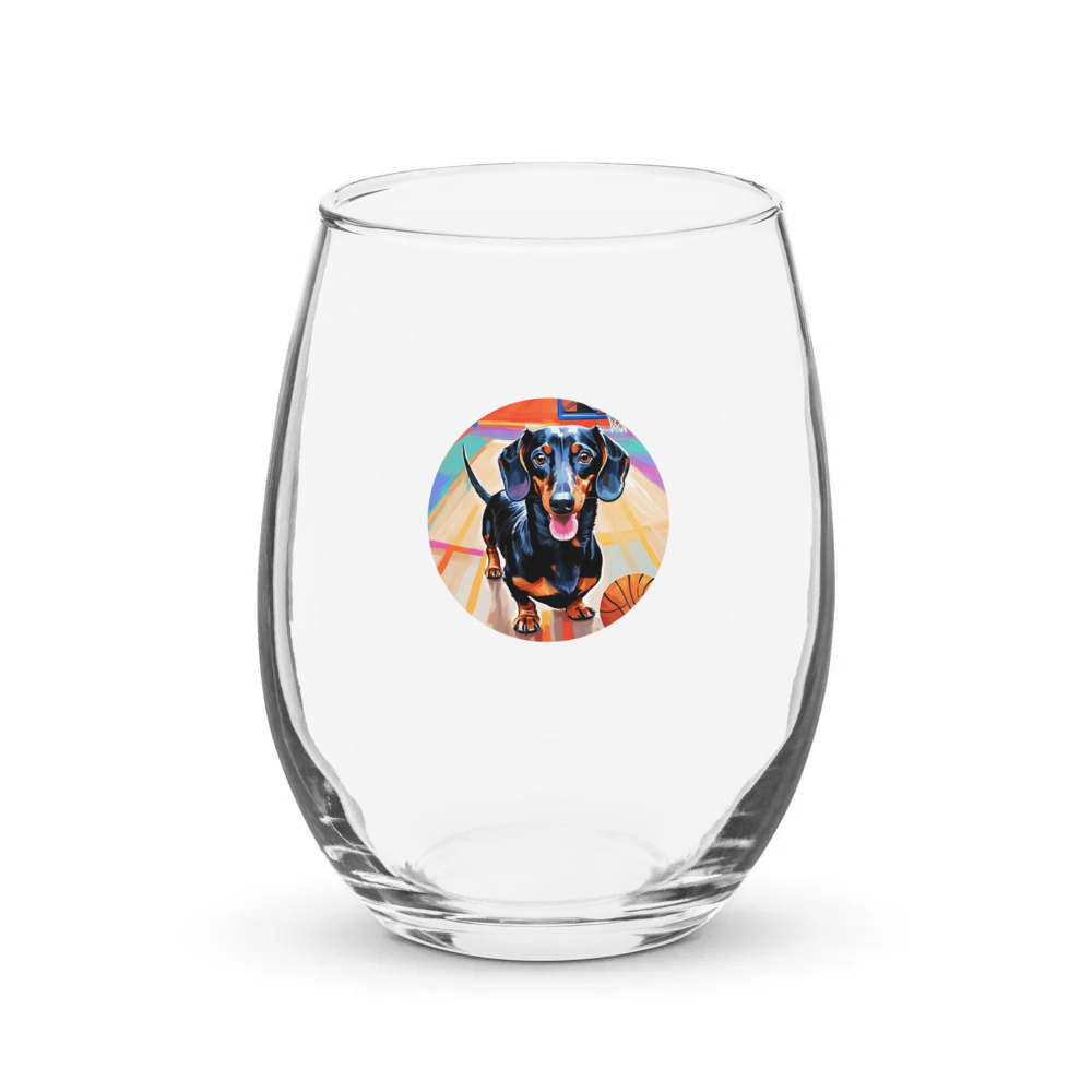 PugMug Custom Black Dachshund Stemless Wine Glass