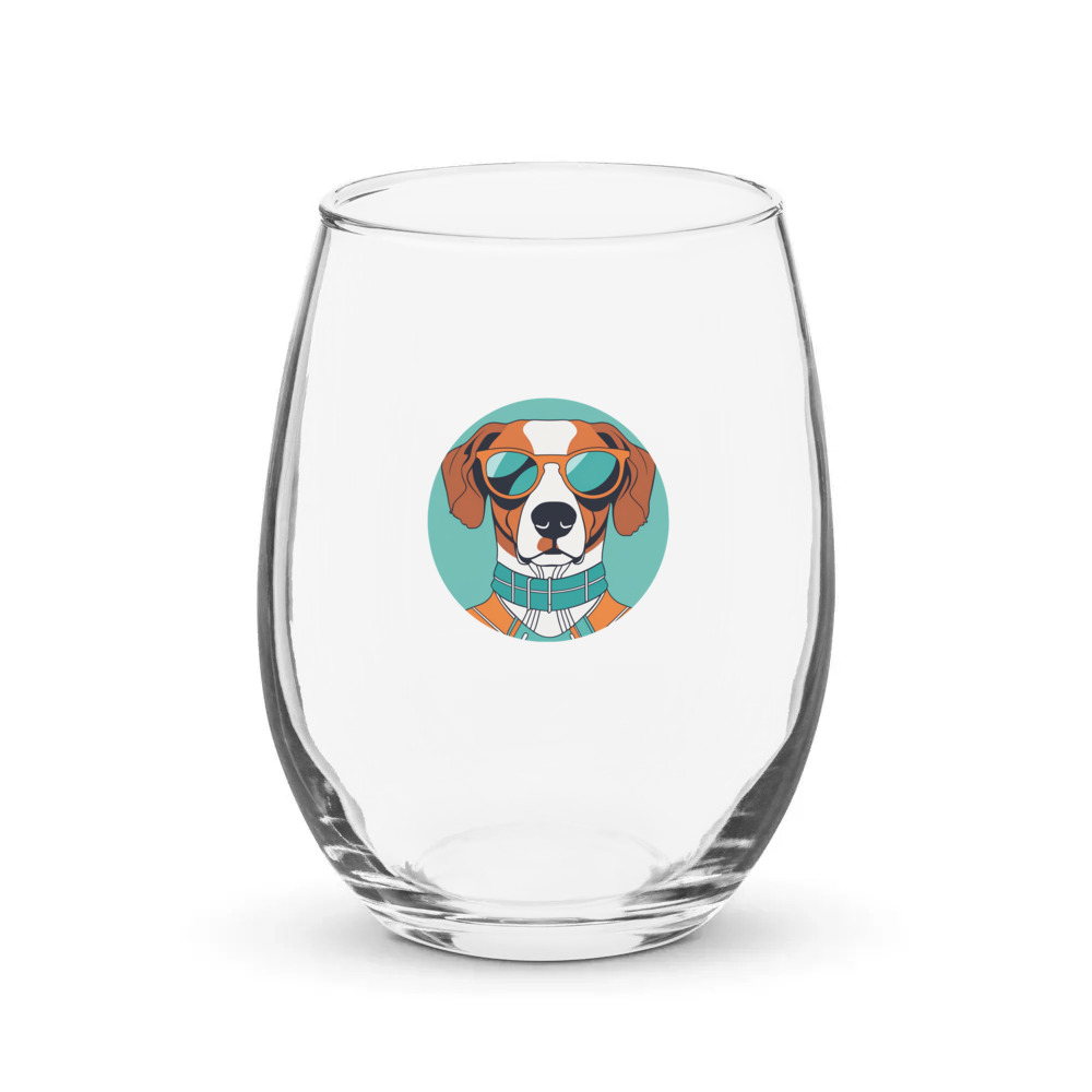 PugMug Custom Brittany Dog Stemless Wine Glass