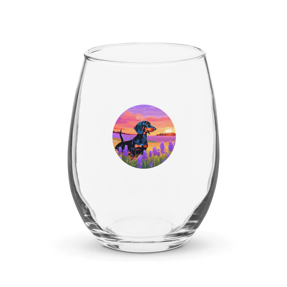 PugMug Custom Black Dachshund Stemless Wine Glass