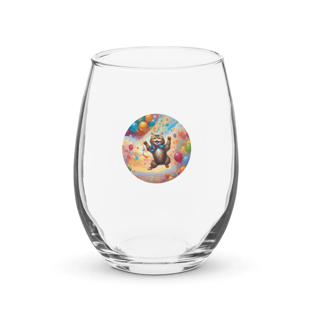 PugMug Custom Tabby Persian Cat Stemless Wine Glass