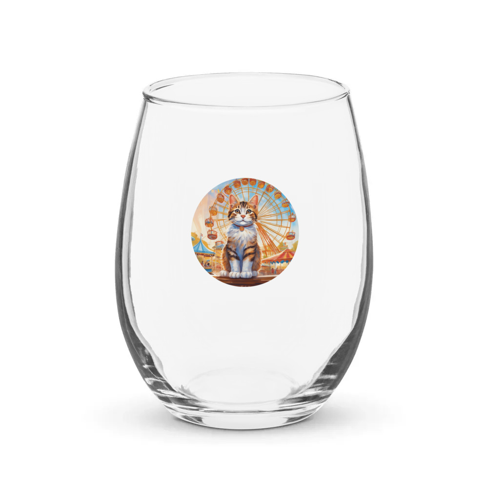 PugMug Custom Tabby Companion Cat Stemless Wine Glass