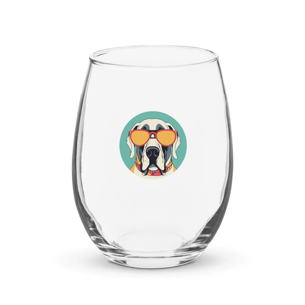 PugMug Custom Great Dane Stemless Wine Glass
