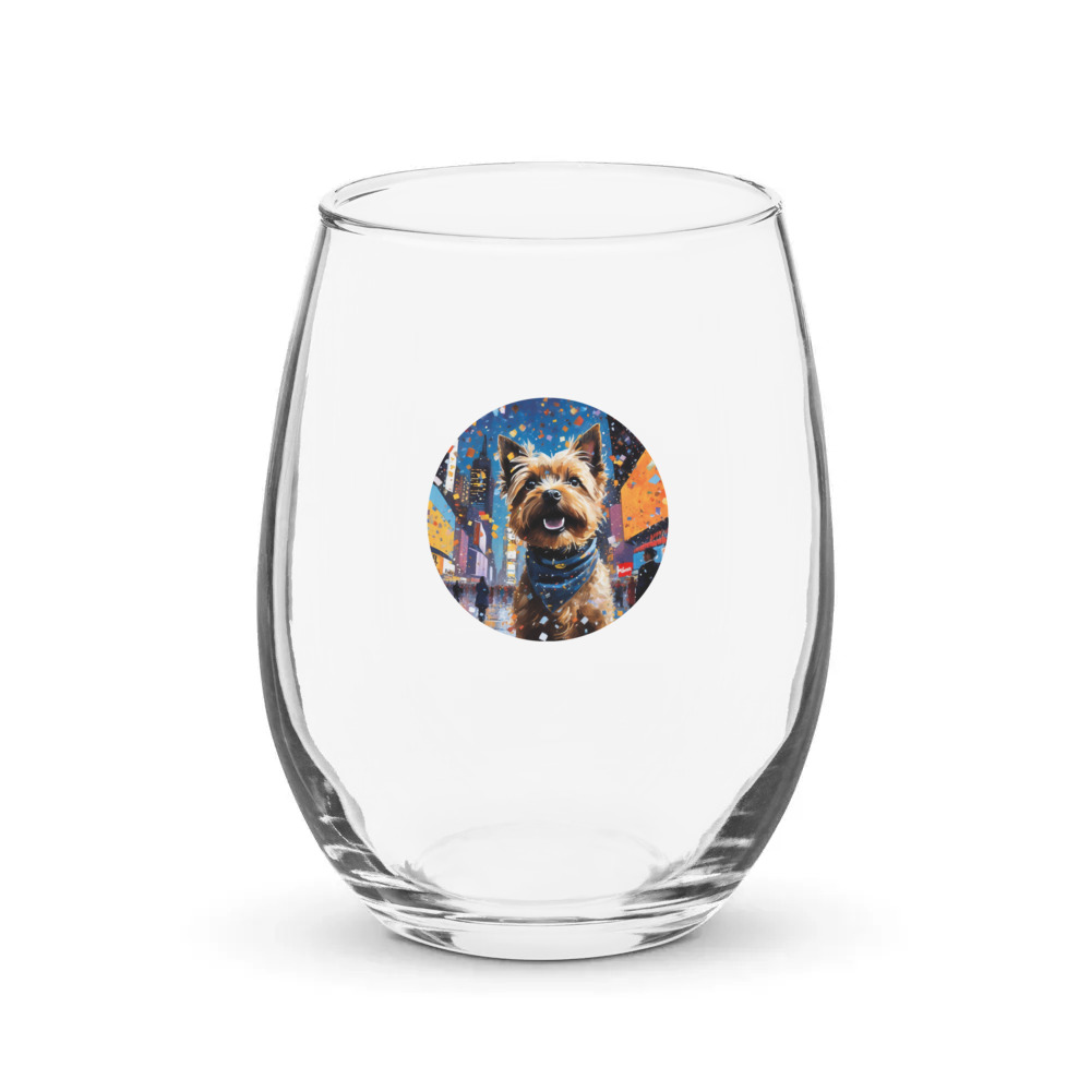 PugMug Custom Cairn Terrier Stemless Wine Glass