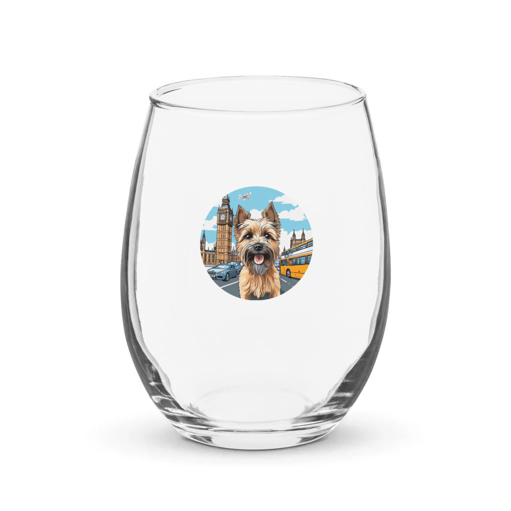 PugMug Custom Cairn Terrier Stemless Wine Glass