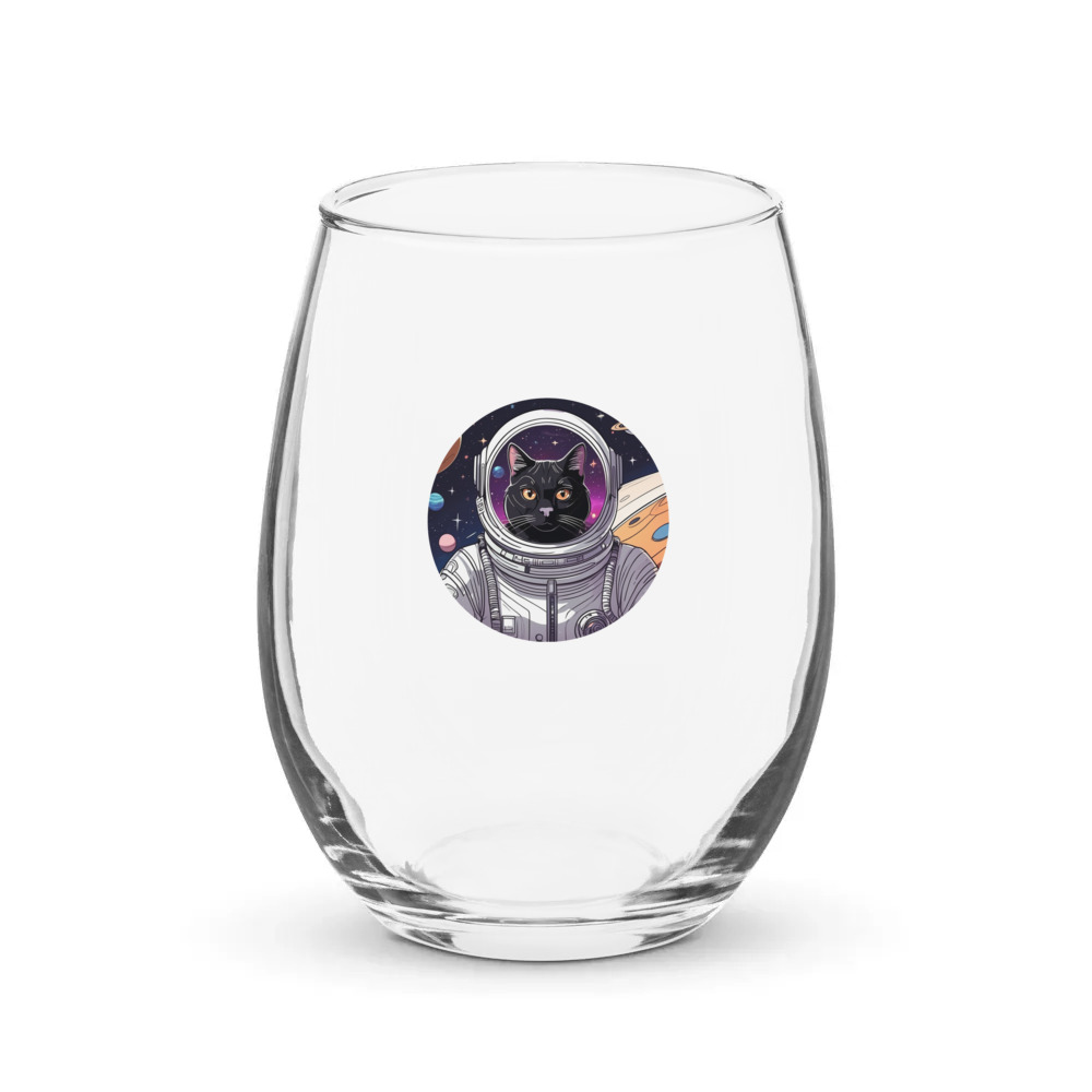PugMug Custom Black Exotic Cat Stemless Wine Glass