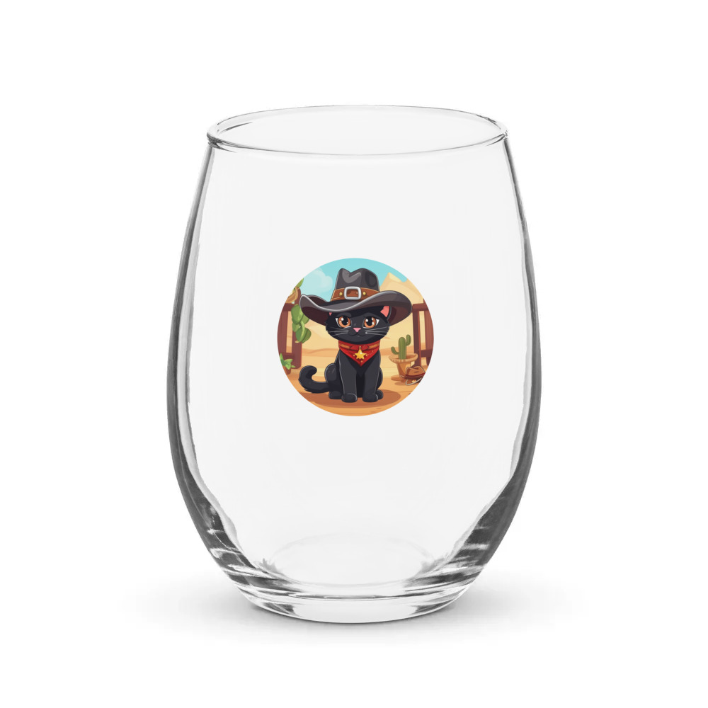 PugMug Custom Black Exotic Cat Stemless Wine Glass