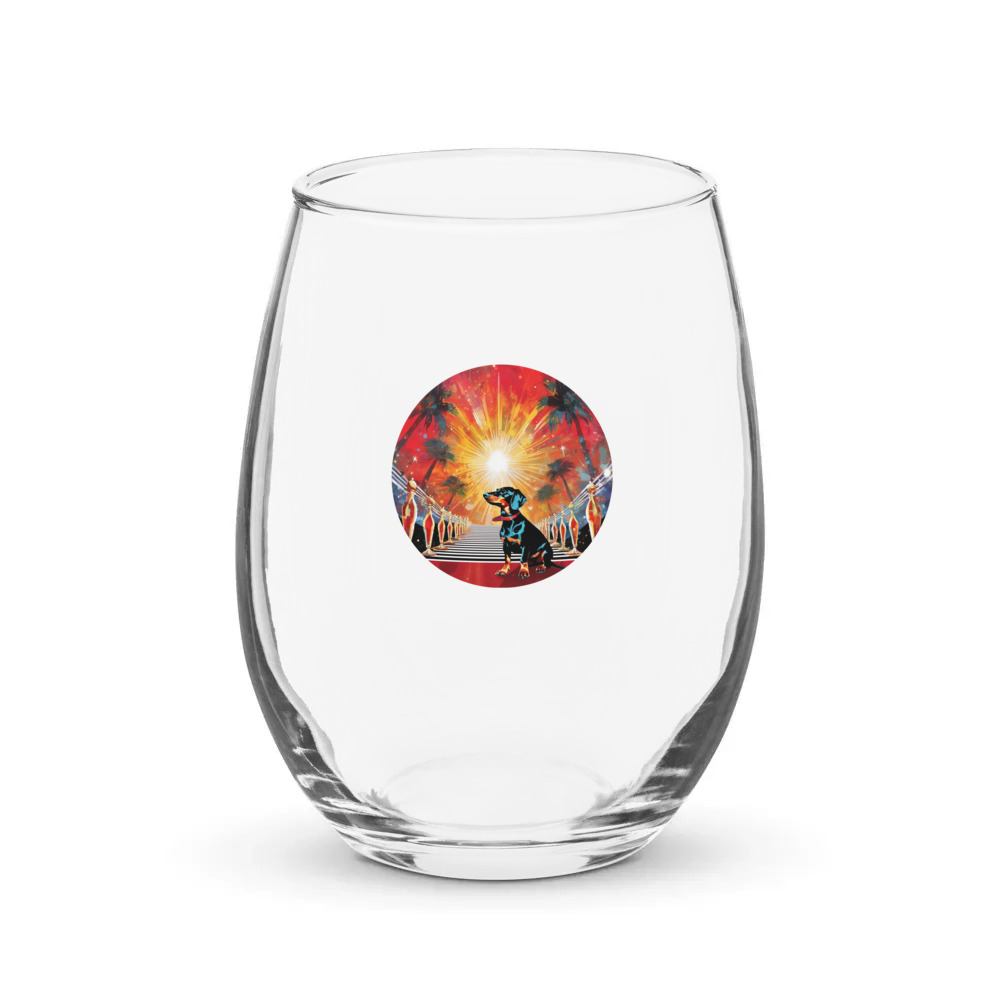 PugMug Custom Black Dachshund Stemless Wine Glass