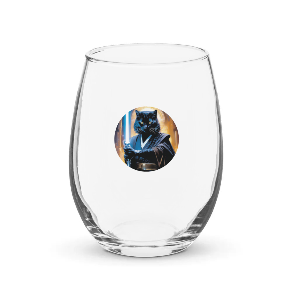 PugMug Custom Black Exotic Cat Stemless Wine Glass