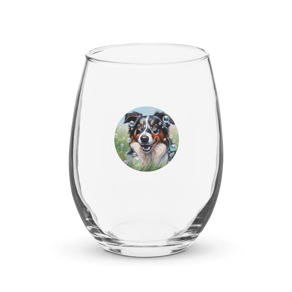 PugMug Custom Australian Shepherd Dog Stemless Wine Glass