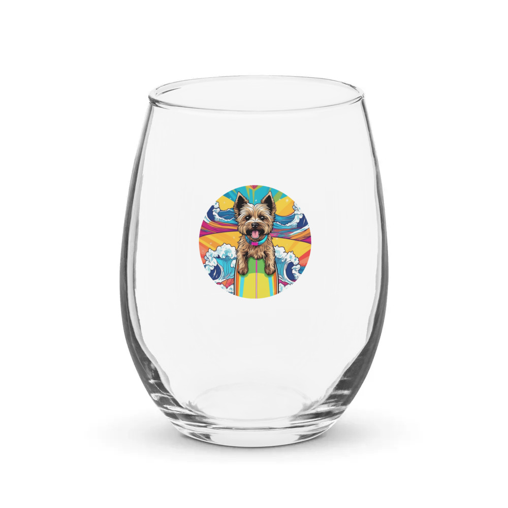 PugMug Custom Cairn Terrier Stemless Wine Glass