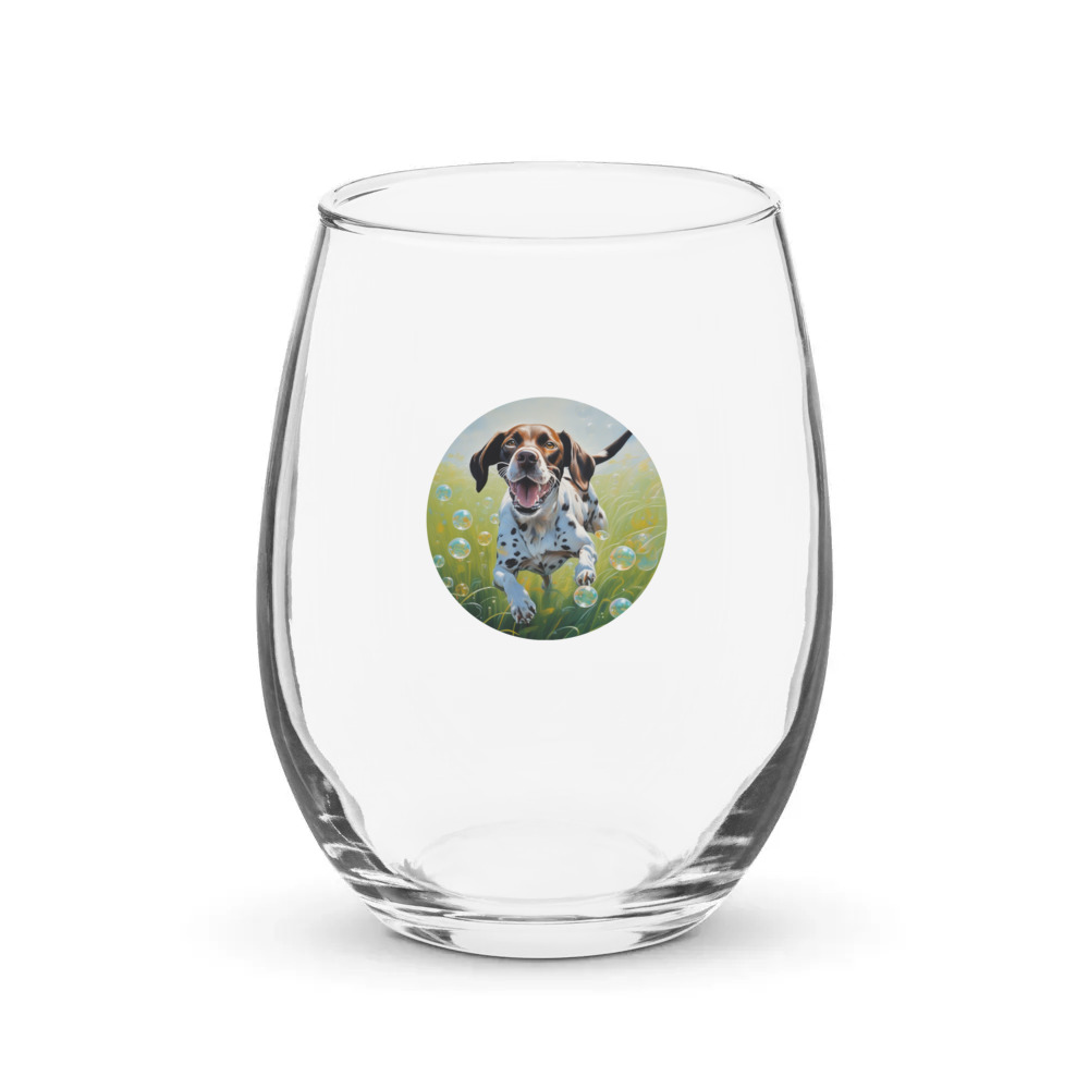 PugMug Custom Pointer Dog Stemless Wine Glass