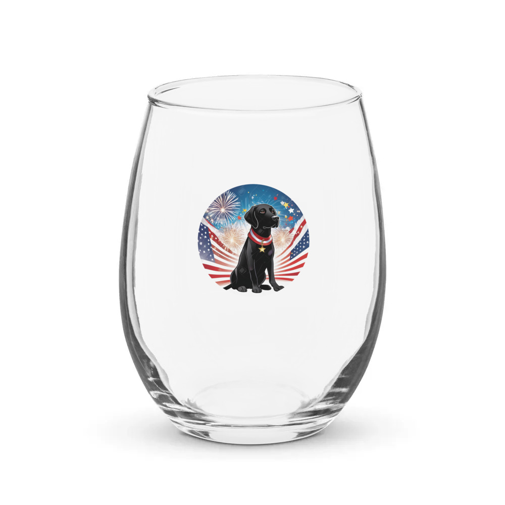 PugMug Custom Black Labrador Retriever Stemless Wine Glass