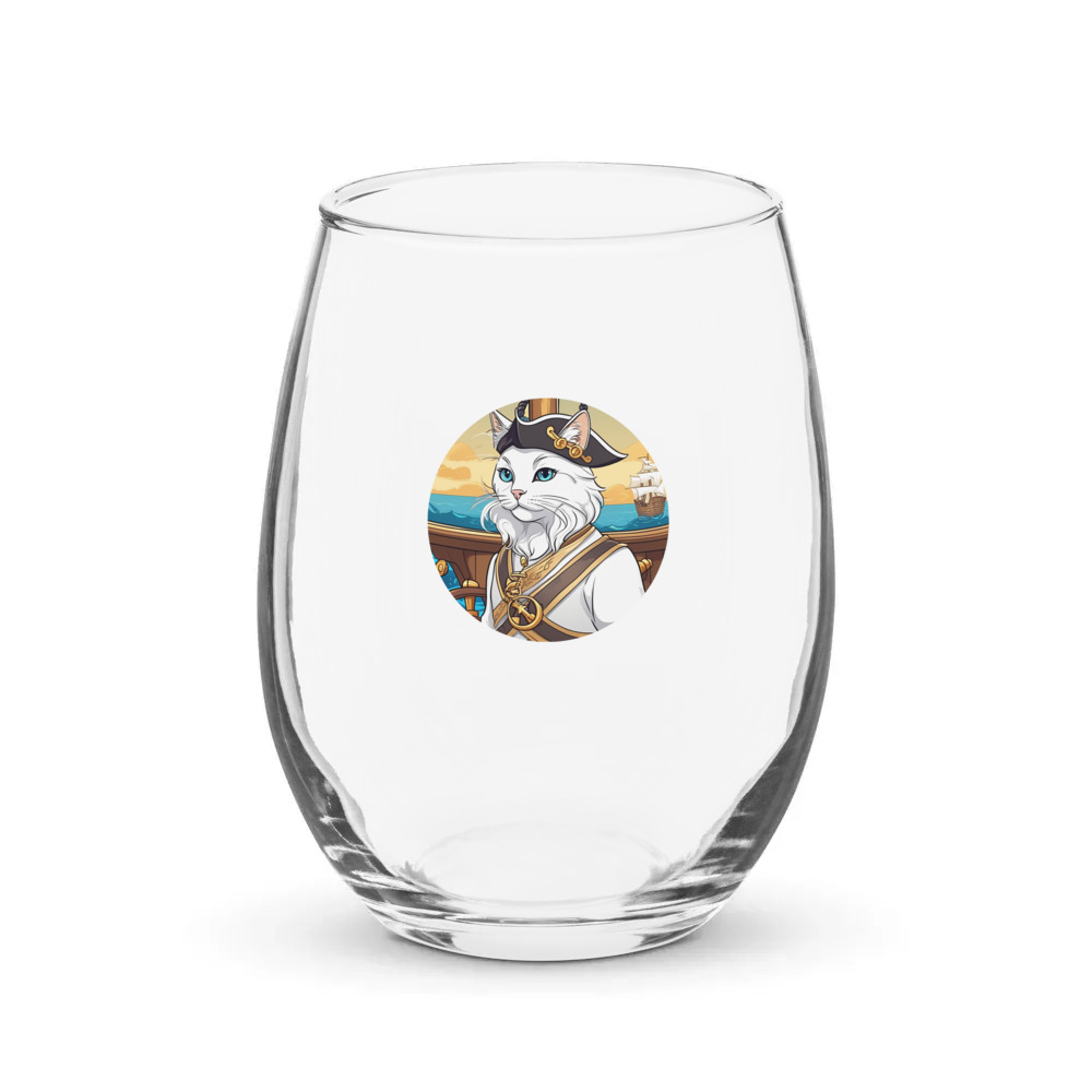 PugMug Custom White Companion Cat Stemless Wine Glass