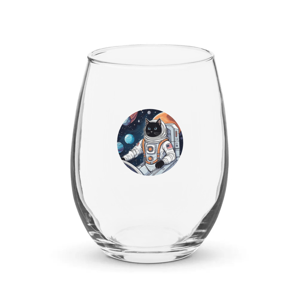PugMug Custom Black Ragdoll Cat Stemless Wine Glass