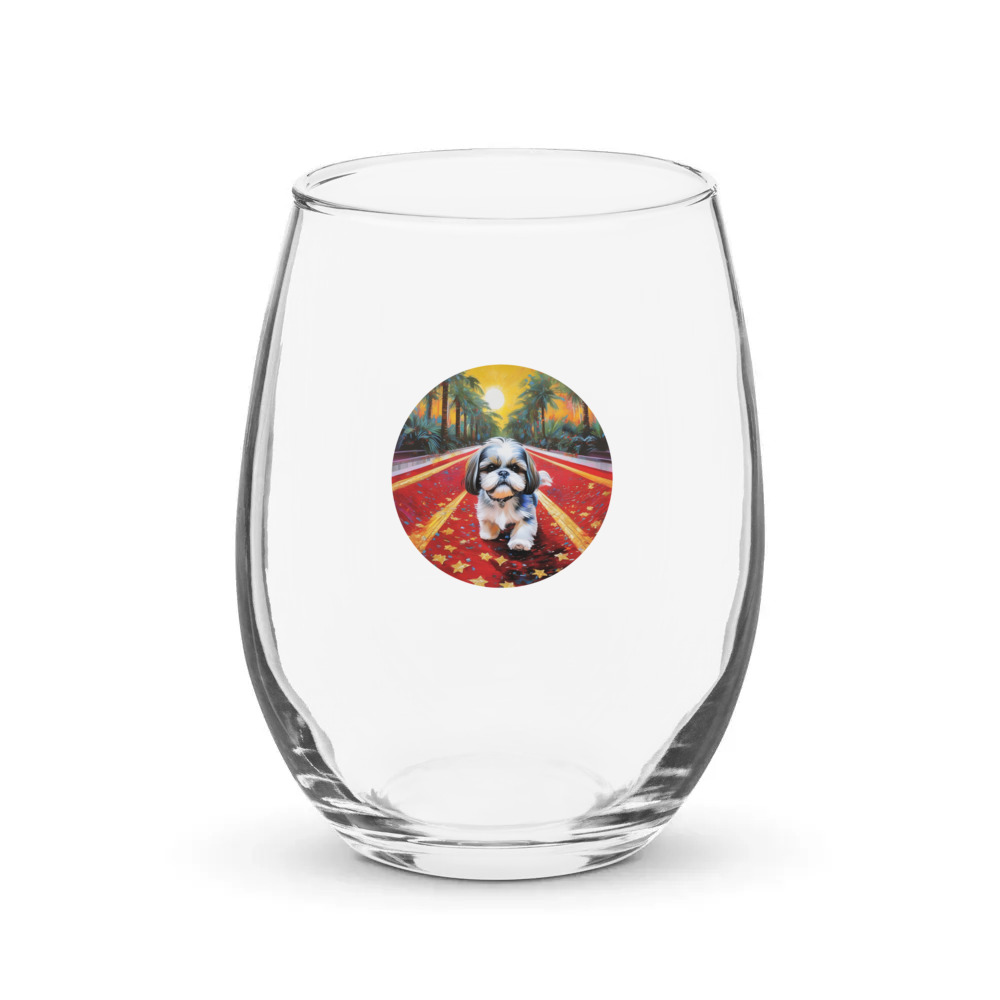 PugMug Custom Shih Tzu Stemless Wine Glass