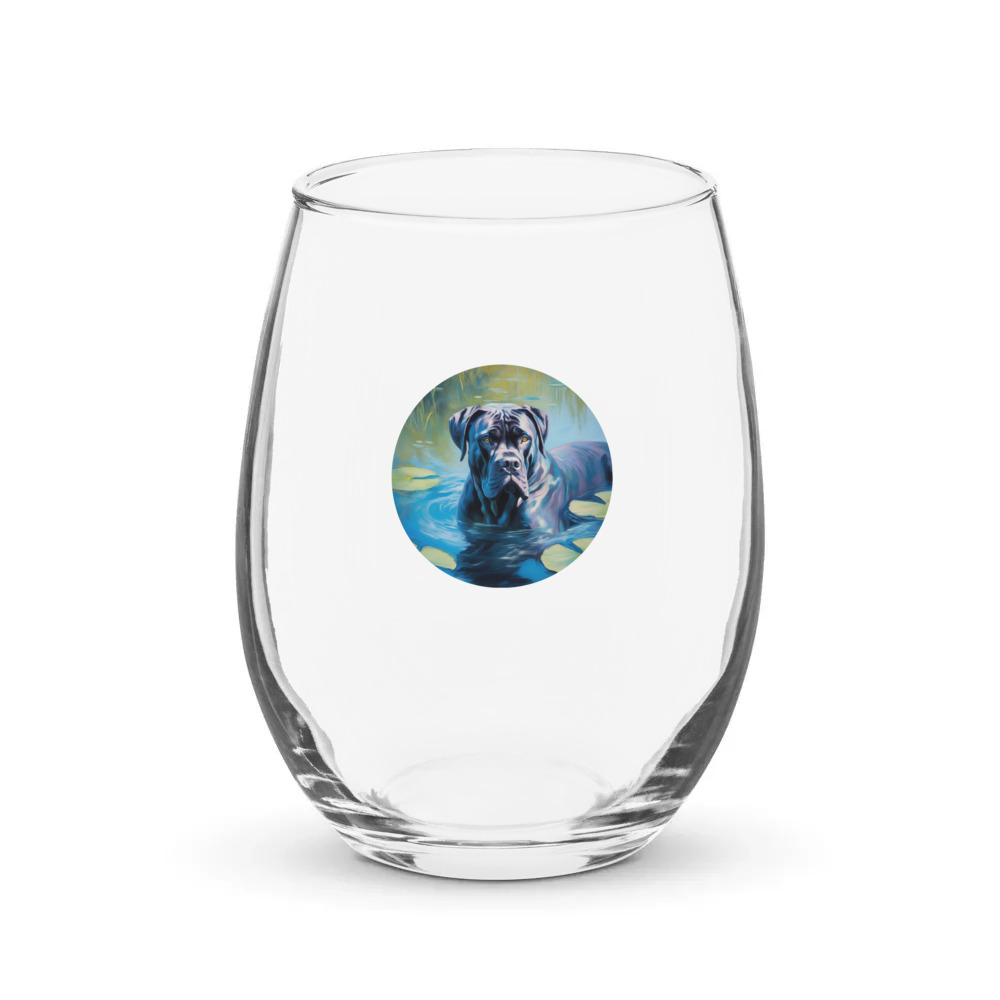 PugMug Custom Cane Corso Stemless Wine Glass
