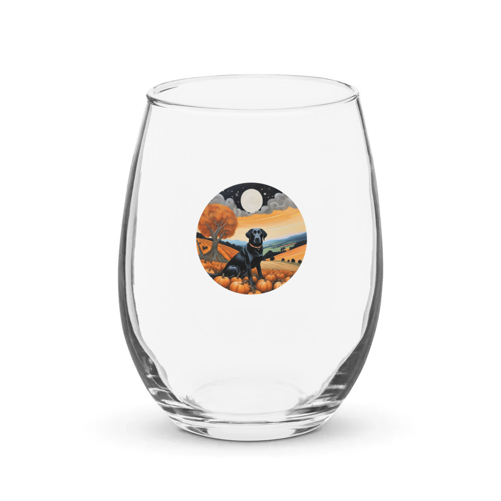 PugMug Custom Black Labrador Retriever Stemless Wine Glass