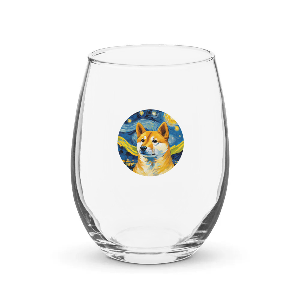 PugMug Custom Shiba Inu Stemless Wine Glass