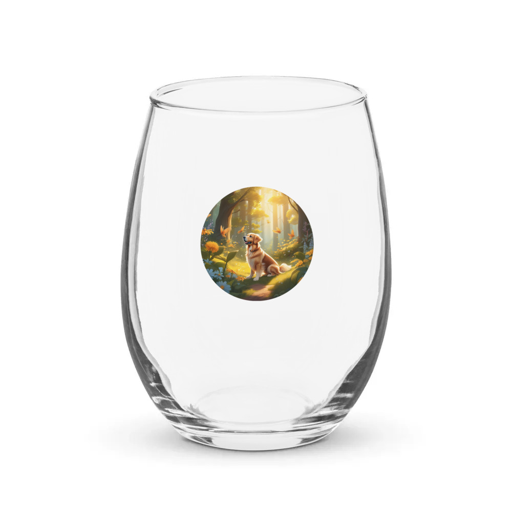 PugMug Custom Golden Retriever Stemless Wine Glass