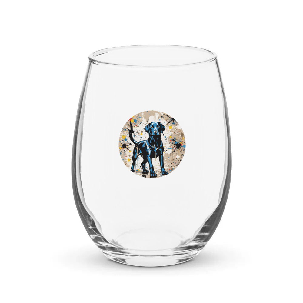 PugMug Custom Black Labrador Retriever Stemless Wine Glass