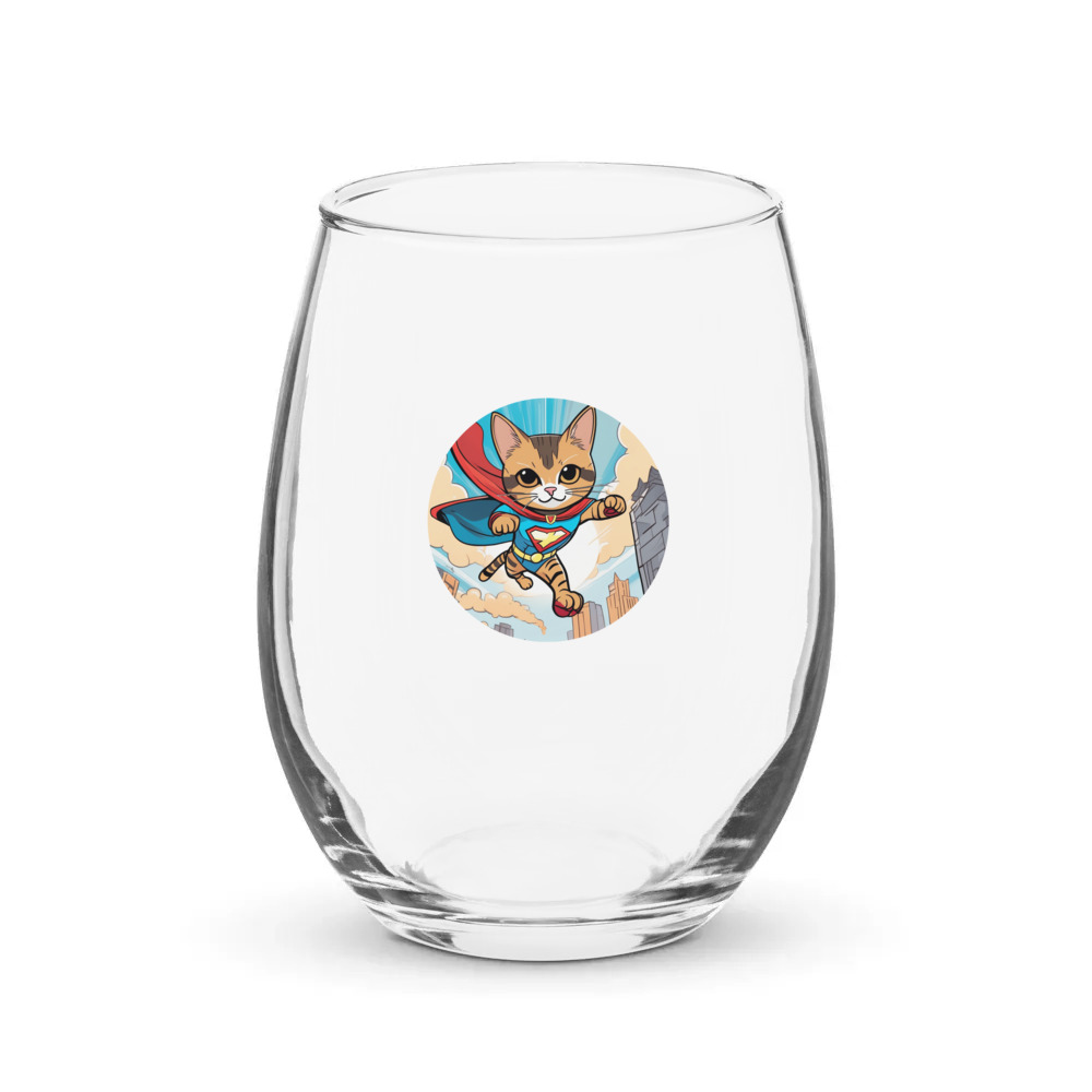PugMug Custom Tabby Exotic Cat Stemless Wine Glass