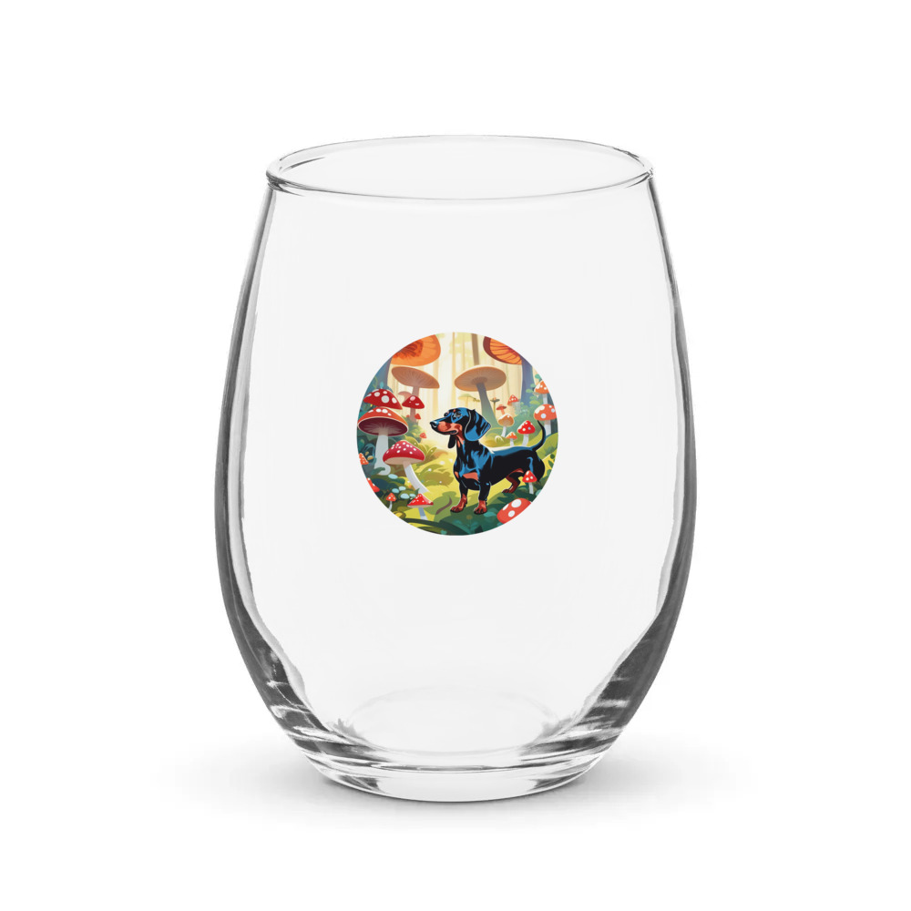 PugMug Custom Black Dachshund Stemless Wine Glass
