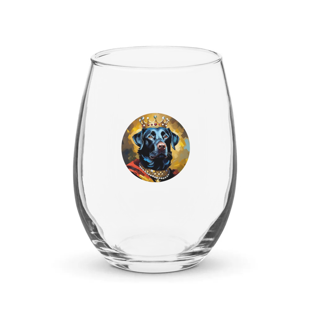PugMug Custom Black Labrador Retriever Stemless Wine Glass