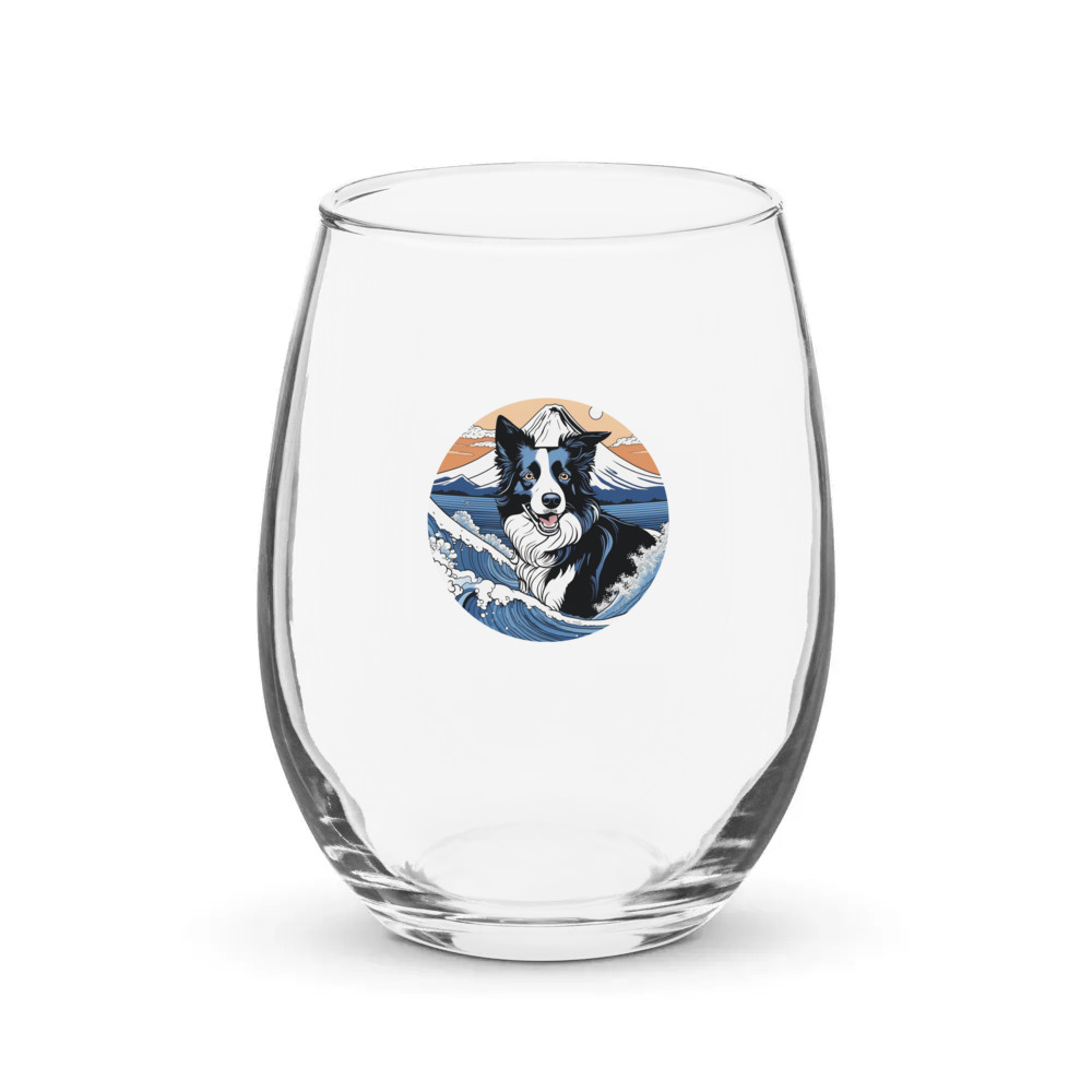 PugMug Custom Border Collie Stemless Wine Glass