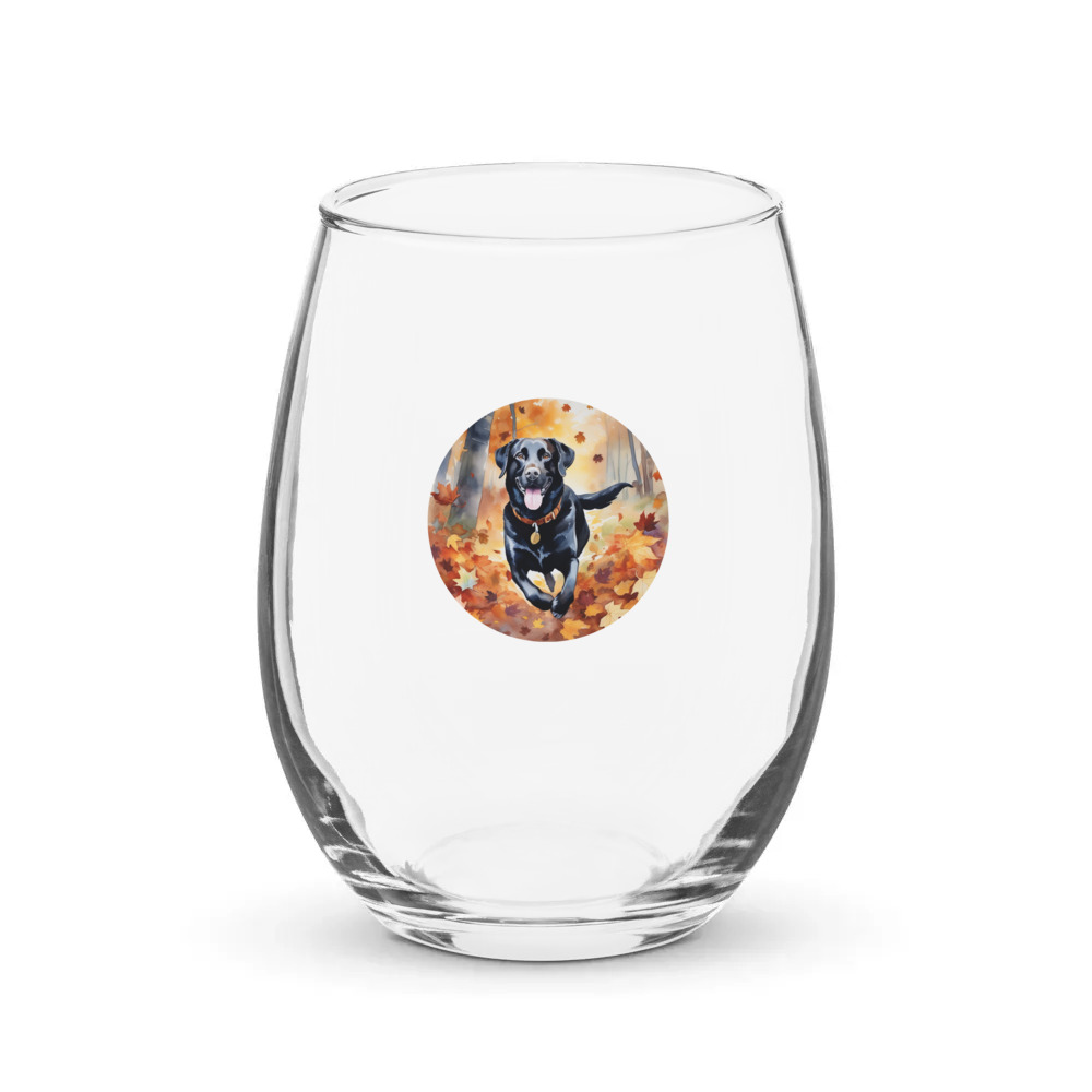 PugMug Custom Black Labrador Retriever Stemless Wine Glass