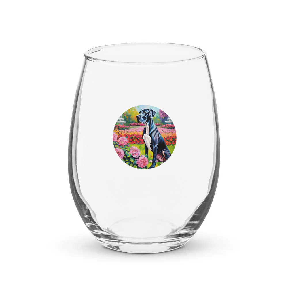 PugMug Custom Great Dane Stemless Wine Glass