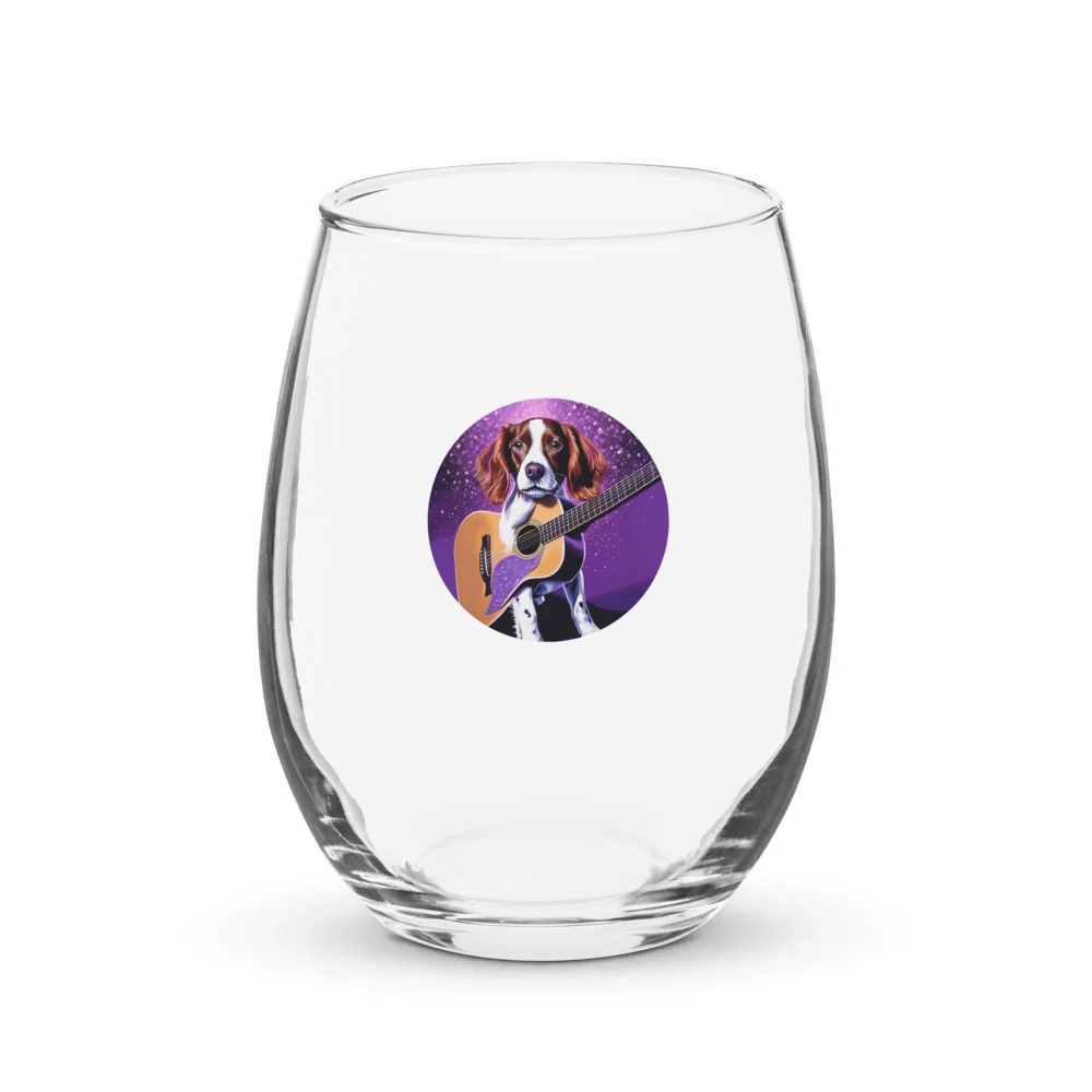 PugMug Custom Brittany Dog Stemless Wine Glass