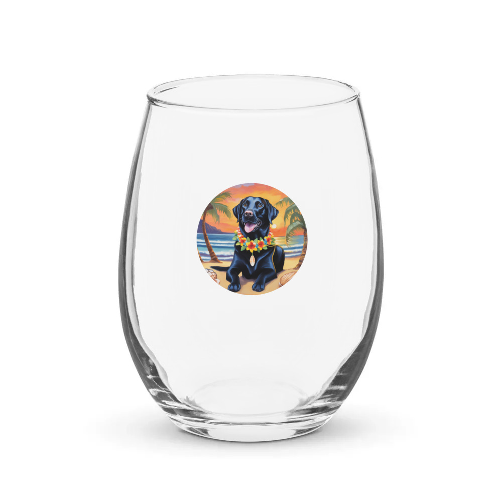 PugMug Custom Black Labrador Retriever Stemless Wine Glass