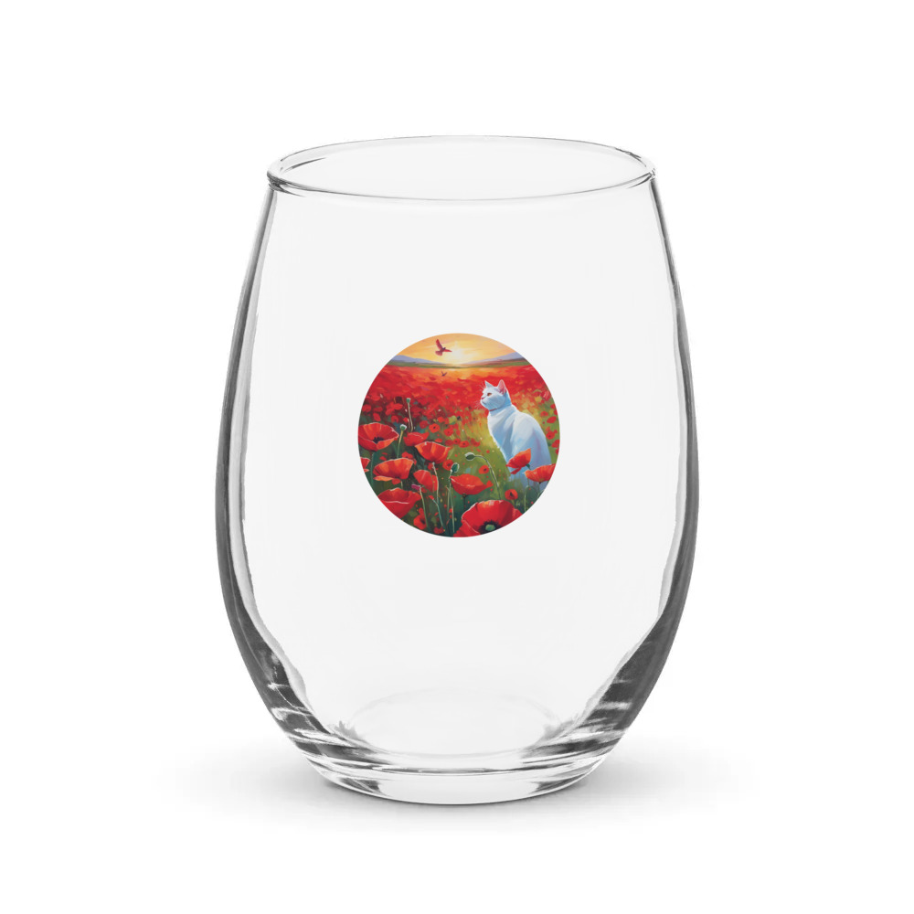 PugMug Custom White Companion Cat Stemless Wine Glass